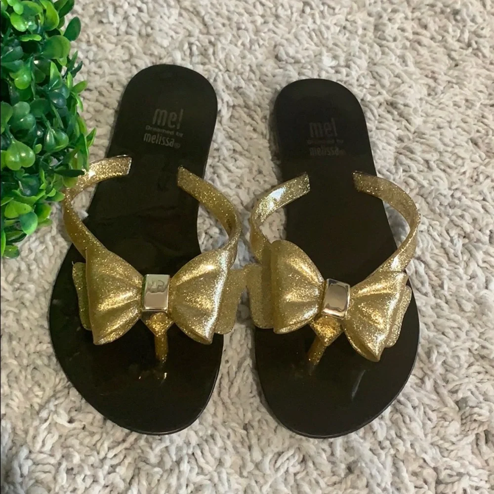 Mini Melissa Harmonic Sweet Bow Sandals‎ Black Gold